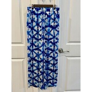 Michael Kors Tie Dye Wide Leg Pants Women’s Medium Blue Resort Palazzo Beach